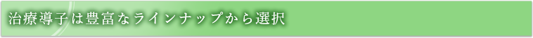 治療導子は豊富なラインナップから選択