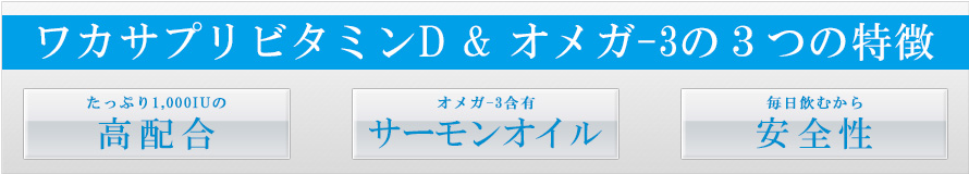 ビタミンD＆オメガ-3　（60粒入）　【ワカサプリ】の特徴 