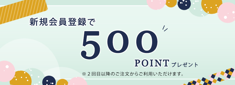 新規会員登録で500POINTプレゼント